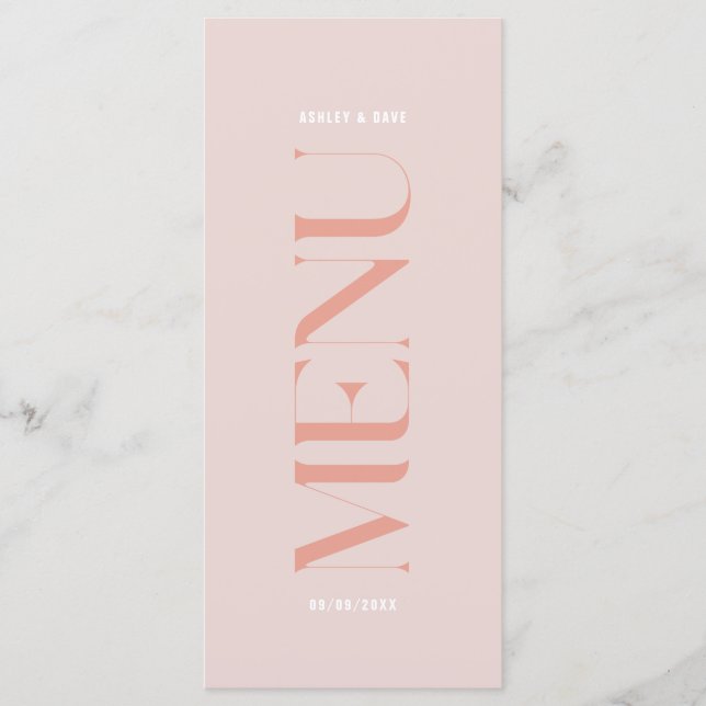 Menu moderne simple Mariage de bord rose (Devant)