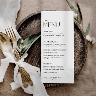Menu Moderne simple Mariage noir et blanc