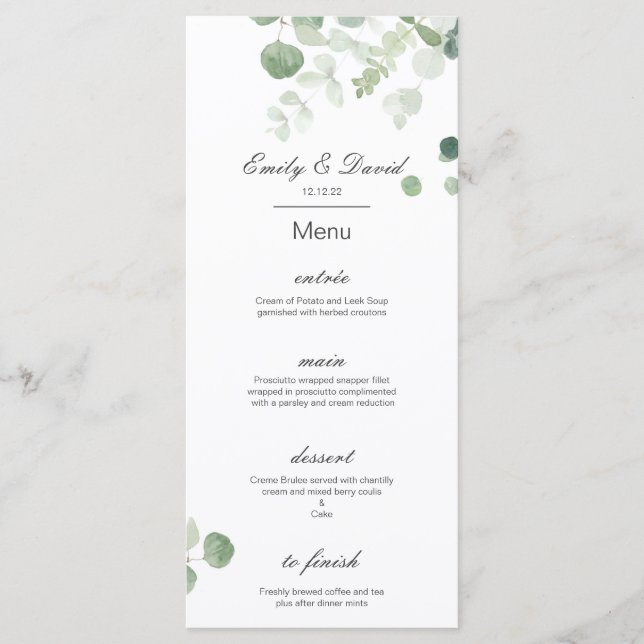 Menu modifiable, Menu Mariage, Baby shower, Bridal (Devant)