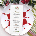 Menu Monogram Crest with Greenery Christmas dinner<br><div class="desc">Make your Christmas dinner special with this customized dinner menu with elegant watercolor illustration of a Crest with winter greenery and Monogram in the middle.</div>
