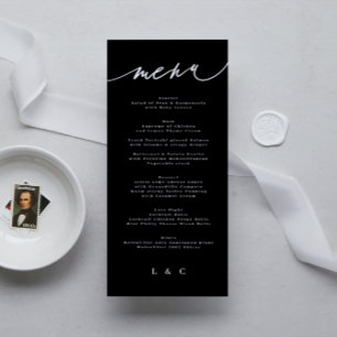 Menu Monogramme blanc noir traditionnel élégant