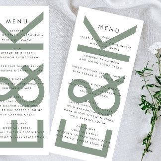 Menu Monogramme blanc vert ultra moderne