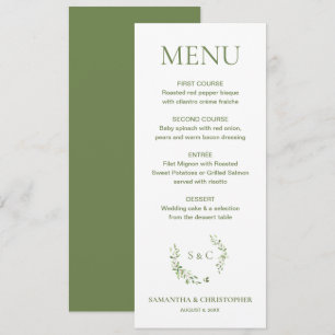 Menu Monogramme de couronne en aquarelle Mariage person
