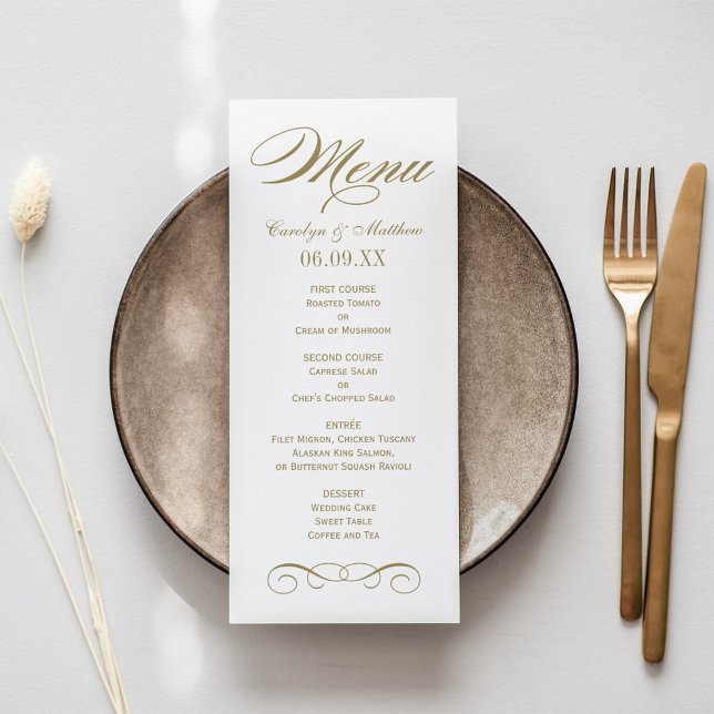Menu Monogramme de mariage élégant à motif de rinceaux  (Créateur téléchargé)