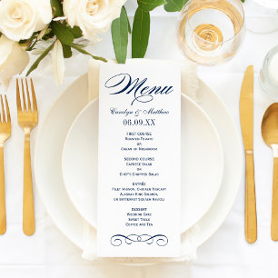 Menu Monogramme de mariage élégant à motif de volute bl