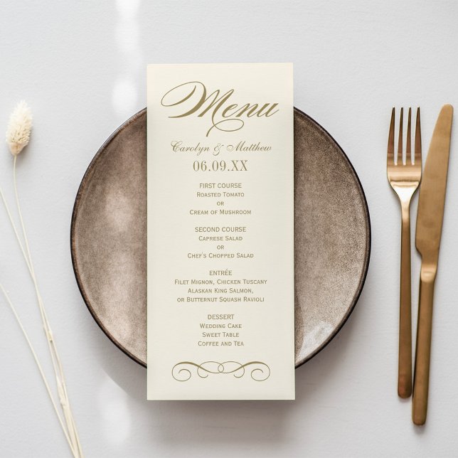 Menu Monogramme de mariage élégant à motif de volutes o (Créateur téléchargé)