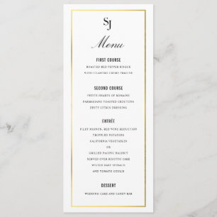 Menu Monogramme de mariage élégant Gold Border