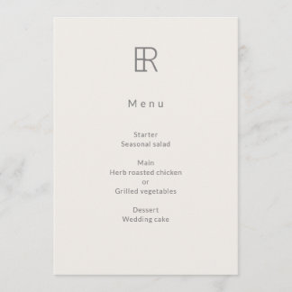Menu Monogramme de mariage minimaliste moderne