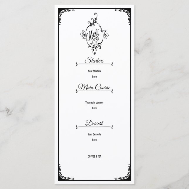 Menu Monogramme décoratif (Devant)