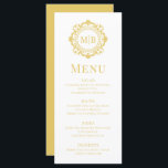Menu Monogramme floral orné Mariage or élégant<br><div class="desc">Ornate Floral Monogram Mariage Elegant Gold Menu propose vos initiales monogrammées personnalisées dans une typographie de script élégante entourée d'un cadre fleuri ornemental et d'une superposition de texte personnalisée. Ajoutez une touche de style et de sophistication à votre expérience mariage de dîner avec ces menus exquis. Créé par Evco Studio...</div>