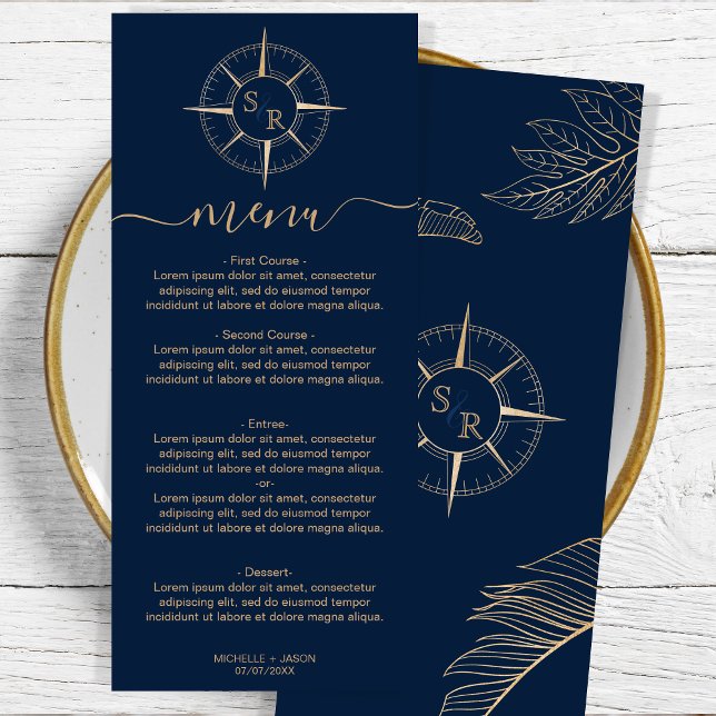 Menu Monogramme mariage Destination Gold Compass (Créateur téléchargé)