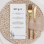 Menu Monogramme minimaliste de Mariage noir moderne<br><div class="desc">Menu moderne noir blanc minimaliste Mariage Monogram. Monogramme au fond.</div>