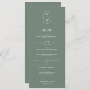 Menu Monogramme minimaliste Mariage vert
