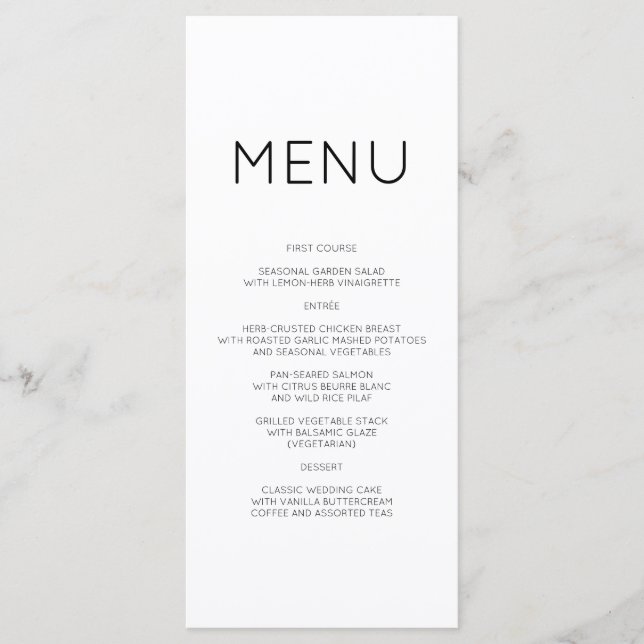 Menu Monogramme moderne (Devant)