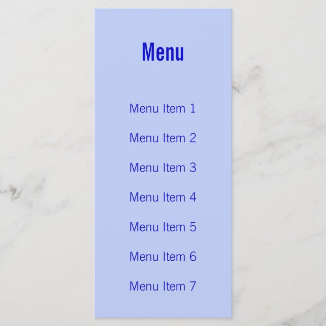 Menu Monogramme moderne - Bleu (Devant)