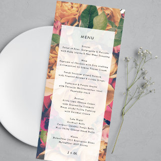 Menu Monogramme moderne Floral Boho Mariage