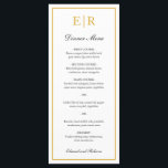 Menu Monogramme or simple et élégant Mariage officiel<br><div class="desc">Menu de mariage élégant avec votre monogramme et une bordure en faux or. Les en-têtes et vos noms sont en calligraphie. Ces menus mariage simples et classiques sont parfaits pour un mariage formel.</div>