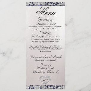 Menu Monogramme, ruban et Parties scintillant - Mariage