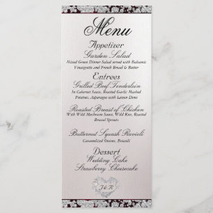 Menu Monogramme, ruban et Parties scintillant - Mariage