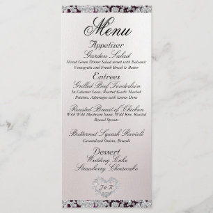Menu Monogramme, ruban et Parties scintillant - Mariage