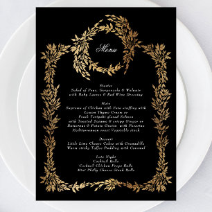 Menu Monogramme traditionnel Noir Crest Mariage classiq