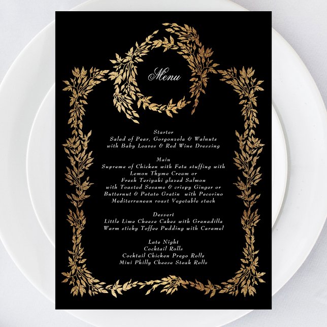 Menu Monogramme traditionnel Noir Crest Mariage classiq (Créateur téléchargé)