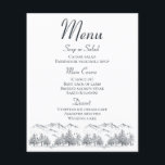 Menu Montagne Rustique Mariage Pays Hiver<br><div class="desc">Ajoutez un peu de plaisir à vos tables avec cette carte de menu enneigée de paysage de montagne. Les cartes du menu montagne sont parfaites pour * mariages de campagne, rustiques et d'hiver, dîners de répétition, douches nuptiales * événements d'affaires * fêtes * collecteurs de fonds & organismes de bienfaisance...</div>