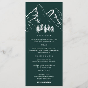 Menu Montagnes extérieures Pine Tree Mariage