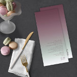 Menu Mood Gradient Mariage Bourgogne Mist ID741<br><div class="desc">L'arrière - plan pour les pièces de cet ensemble de mariages minimaliste est un dégradé saisissant de couleurs allant du bordeaux foncé au vert sauge doux en passant par le blanc. La carte de menu mariage présentée ici présente un design élégant et moderne et une police sans serif contemporaine pour...</div>