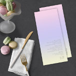 Menu Mood Gradient Mariage Pastel Dawn ID741<br><div class="desc">L'arrière - plan pour les pièces de cet ensemble mariage est un dégradé de couleurs pastel, du rose tendre à la lavande en passant par la pergola et le jaune. La carte de menu mariage présentée ici présente un design élégant et moderne et une police sans serif contemporaine pour ajouter...</div>