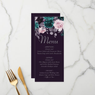 Menu Moody Boho Grotte foncée pourpre et Turquoise