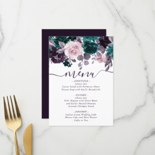 Menu Moody Boho   Mariage floral pourpre de prune d'aub