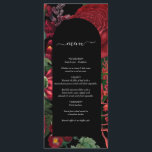 Menu Moody Florals Arc Noir Bourgogne Rouge Mariage<br><div class="desc">Une belle décoration avec des flancs vintages bordeaux et rouges sur un arrière - plan noir et une arche noire. Parfait pour tous ceux qui aiment les motifs de fleurs vintages et les tons foncés. Une élégante décoration florale rétro marron noir et rouge. Un menu fleur sauvage et rose mariage...</div>