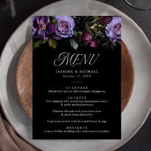 Menu Moody Gothic Floral Mariage