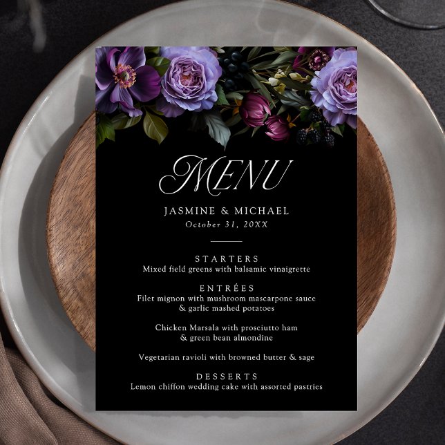 Menu Moody Gothic Floral Mariage (Créateur téléchargé)