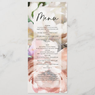 Menu Moody rustique et romantique pivoines floral botan
