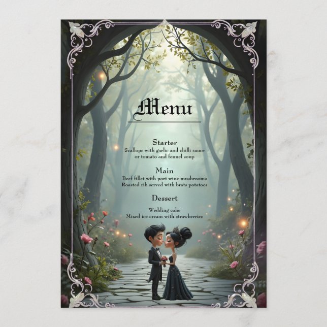 Menu Moonlit Vows – A Cute Gothic Wedding Moment. (Devant)