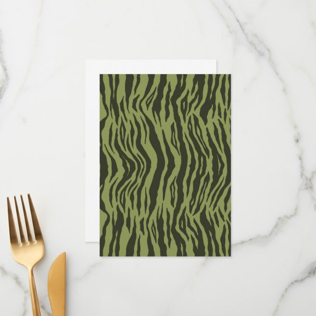Menu Moss Green Glamorous Tiger Stripes Animal Print (Devant/Arrière en situation)