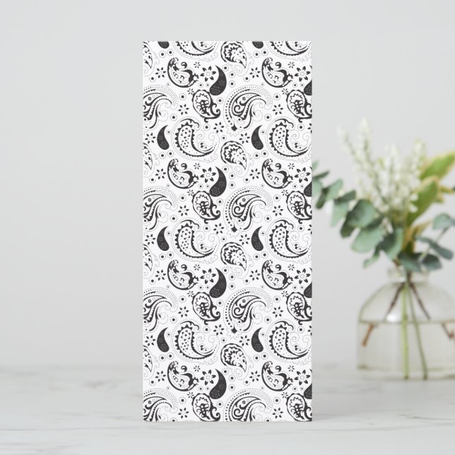 Menu Motif cachemire noir et blanc – Élégante œuvre d'a (Debout devant)