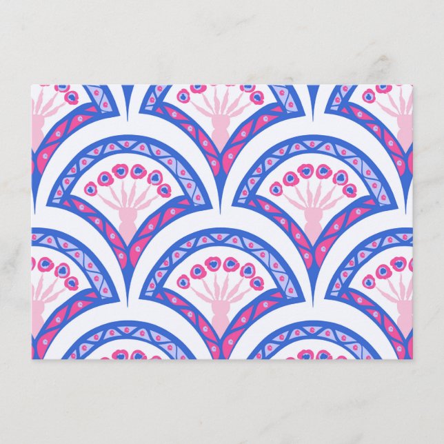 Menu motif damassé floral bleu (Devant)