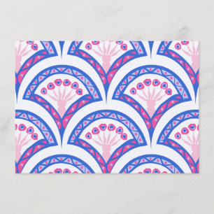 Menu motif damassé floral bleu