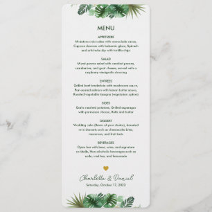 Menu Motif d'aquarelle topique MARIAGE