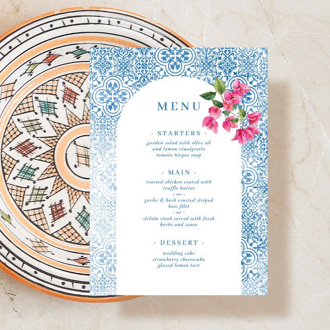 Menu motif de carreaux méditerranéens (Créateur téléchargé)
