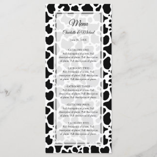 Menu Motif de vache Mariage Arrière - plan