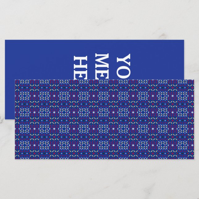 Menu Motif géométrique pixel traditionnel en bleu profo (Devant / Derrière)