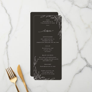 Menu Motif molle Feuille Noire Thanksgiving Appartement