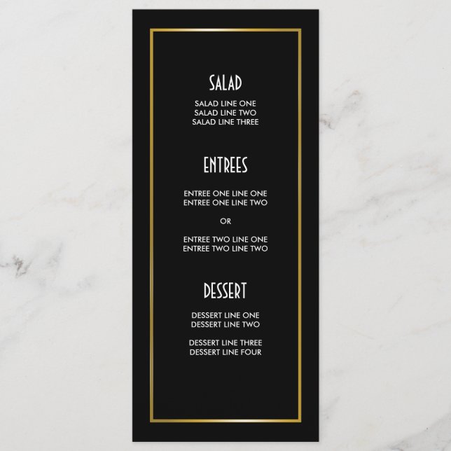 Menu Motif noir et blanc géométrique moderne de diamant (Devant)