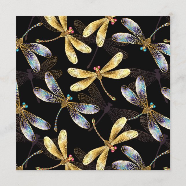Menu Motif sans couture avec libellules d'or (Devant)