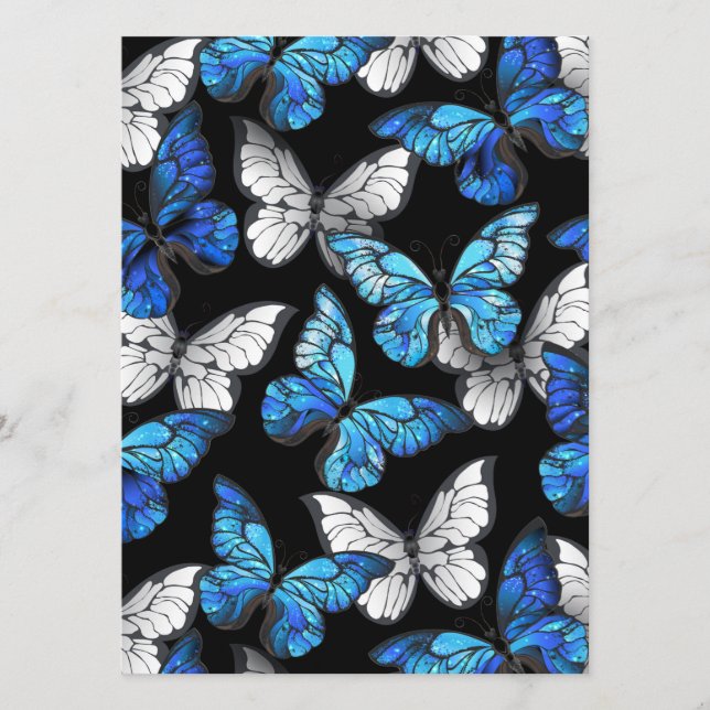 Menu Motif sans couture foncé avec papillons bleus Morp (Devant)