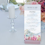 Menu Mountain Meadow Watercolor Dusty Blue Wedding<br><div class="desc">Mountain wedding menu with idyllic country landscape of blue ridge mountains and pink wildflower meadow. Beautiful nature inspecred scenic design — perfect for outdoor destinations, mountain lakeside and country park retreats or dusty blue grey and pink color themes. Please browse my Mountain Meadow collection for matching items or me to...</div>